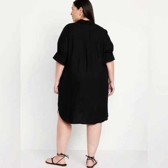 NWT! Black Linen-Blend Shirt Dress - Multiple Sizes💛 - Picture 7 of 10